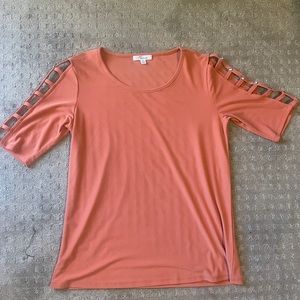 COPY - 89th & Madison Orange Top with open sleeves